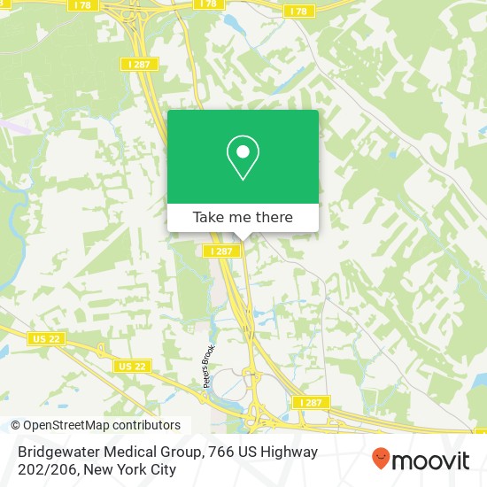Mapa de Bridgewater Medical Group, 766 US Highway 202 / 206