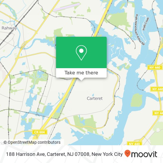 Mapa de 188 Harrison Ave, Carteret, NJ 07008