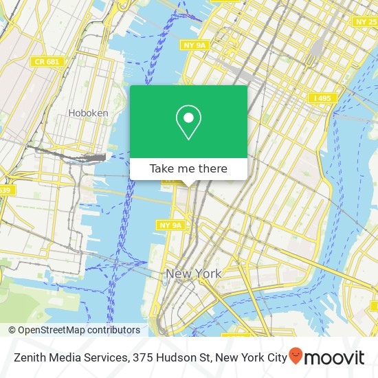 Mapa de Zenith Media Services, 375 Hudson St