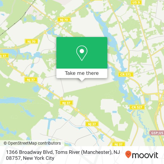 1366 Broadway Blvd, Toms River (Manchester), NJ 08757 map
