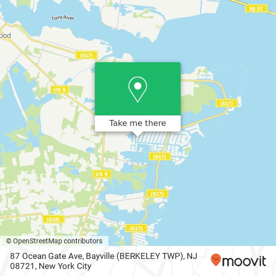 Mapa de 87 Ocean Gate Ave, Bayville (BERKELEY TWP), NJ 08721