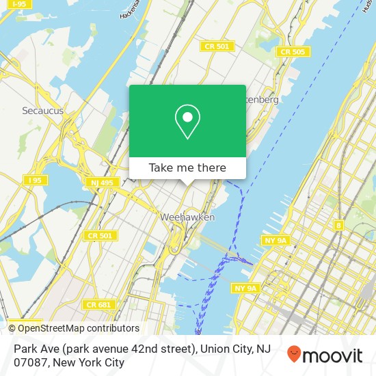 Mapa de Park Ave (park avenue 42nd street), Union City, NJ 07087