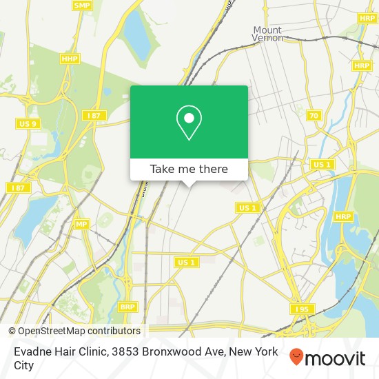 Mapa de Evadne Hair Clinic, 3853 Bronxwood Ave