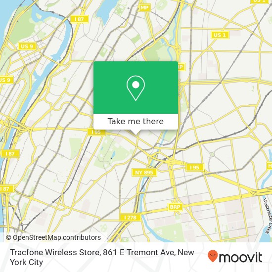 Mapa de Tracfone Wireless Store, 861 E Tremont Ave