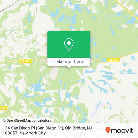 Mapa de 34 San Diego Pl (San Diego Ct), Old Bridge, NJ 08857