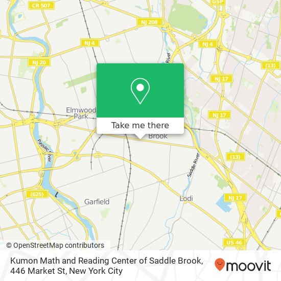 Kumon Math and Reading Center of Saddle Brook, 446 Market St map