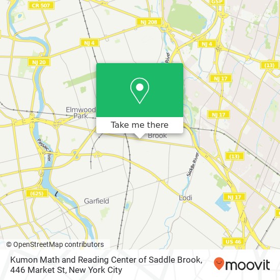 Mapa de Kumon Math and Reading Center of Saddle Brook, 446 Market St