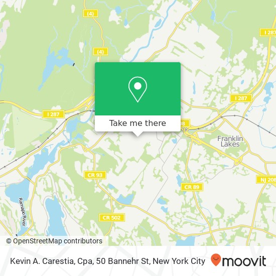 Mapa de Kevin A. Carestia, Cpa, 50 Bannehr St