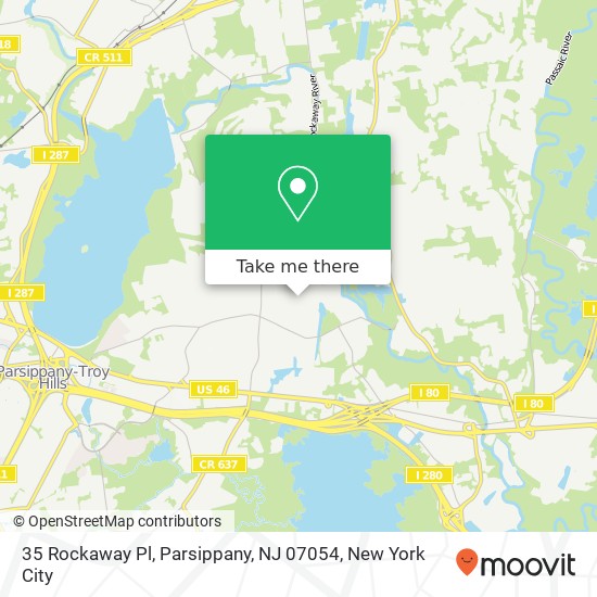 Mapa de 35 Rockaway Pl, Parsippany, NJ 07054