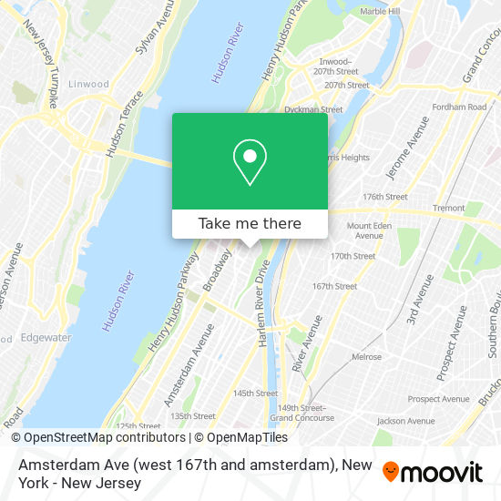 Amsterdam Ave (west 167th and amsterdam) map