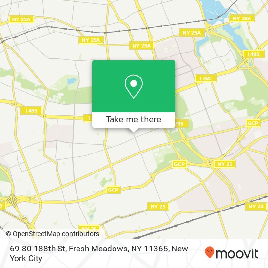 Mapa de 69-80 188th St, Fresh Meadows, NY 11365