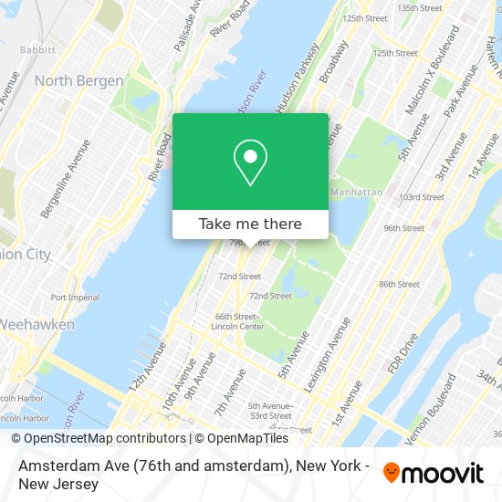 Amsterdam Ave (76th and amsterdam) map