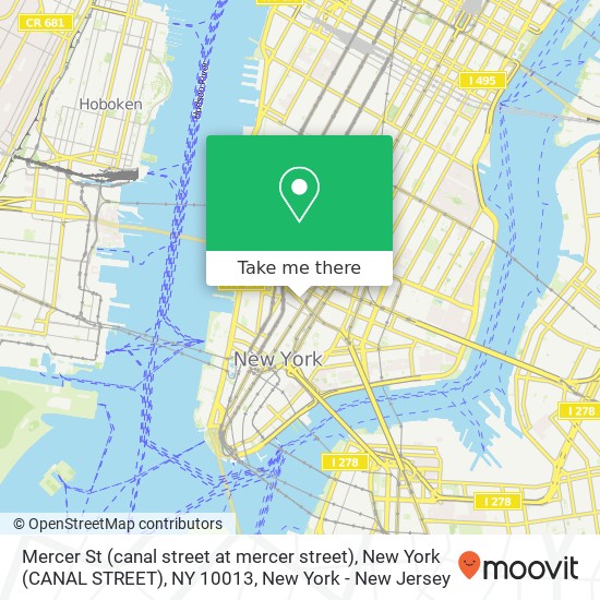 Mercer St (canal street at mercer street), New York (CANAL STREET), NY 10013 map