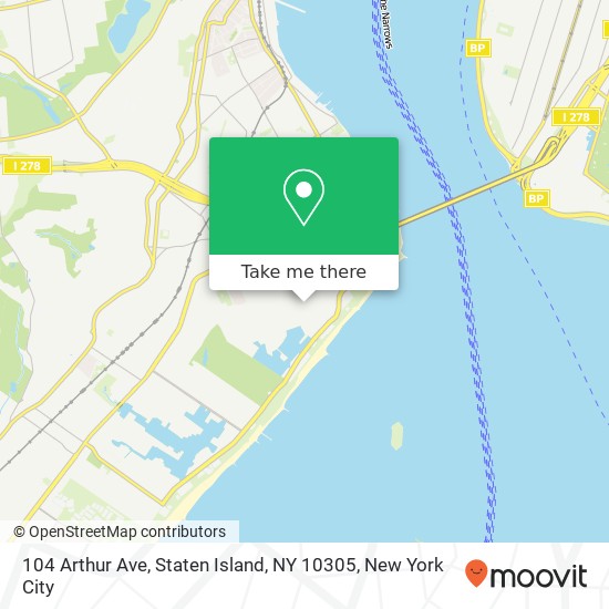 Mapa de 104 Arthur Ave, Staten Island, NY 10305