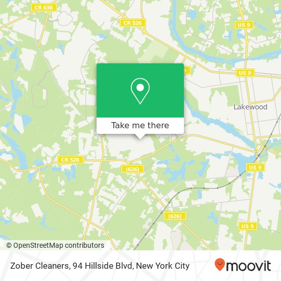 Mapa de Zober Cleaners, 94 Hillside Blvd