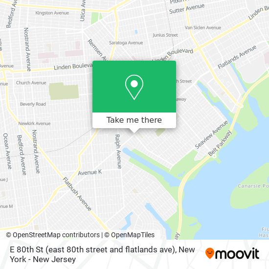 Mapa de E 80th St (east 80th street and flatlands ave)