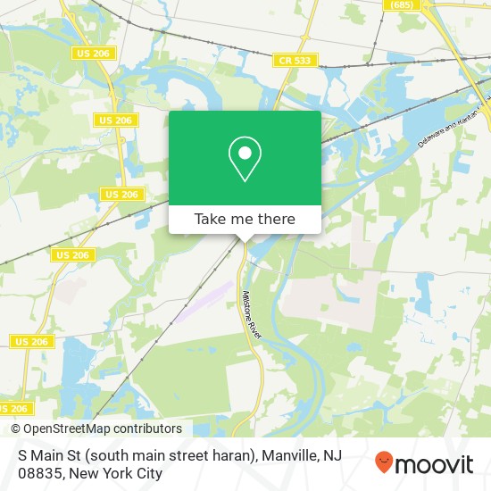 Mapa de S Main St (south main street haran), Manville, NJ 08835