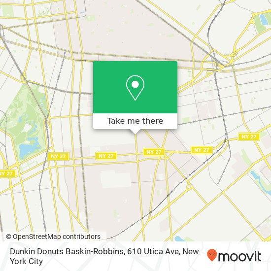 Mapa de Dunkin Donuts Baskin-Robbins, 610 Utica Ave