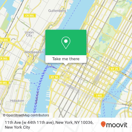 Mapa de 11th Ave (w 44th 11th ave), New York, NY 10036