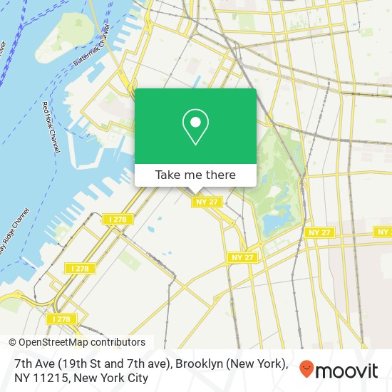 Mapa de 7th Ave (19th St and 7th ave), Brooklyn (New York), NY 11215