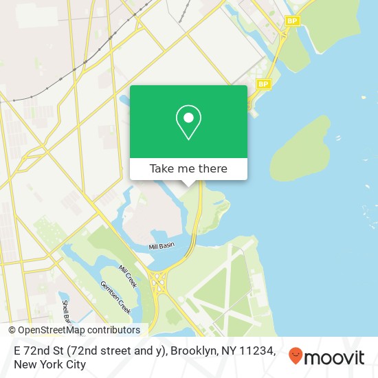 Mapa de E 72nd St (72nd street and y), Brooklyn, NY 11234