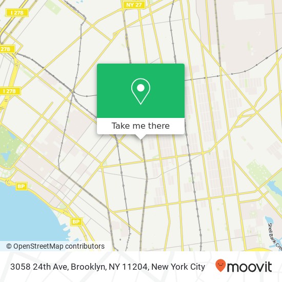 Mapa de 3058 24th Ave, Brooklyn, NY 11204