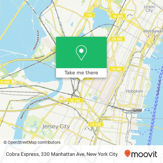 Mapa de Cobra Express, 330 Manhattan Ave