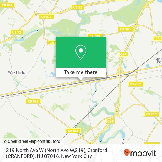 219 North Ave W (North Ave W,219), Cranford (CRANFORD), NJ 07016 map
