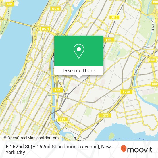 Mapa de E 162nd St (E 162nd St and morris avenue), Bronx, NY 10451