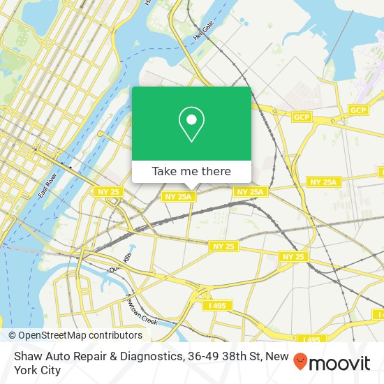 Shaw Auto Repair & Diagnostics, 36-49 38th St map