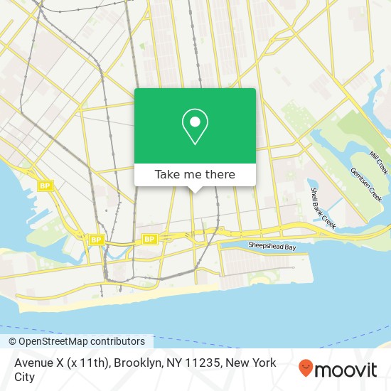 Mapa de Avenue X (x 11th), Brooklyn, NY 11235