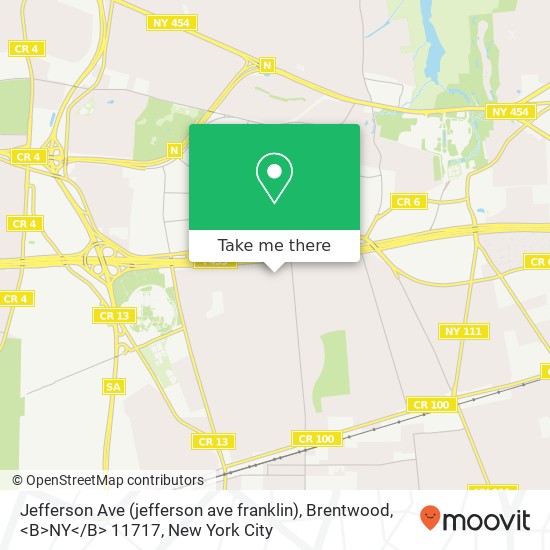 Mapa de Jefferson Ave (jefferson ave franklin), Brentwood, <B>NY< / B> 11717
