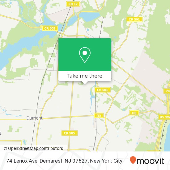 Mapa de 74 Lenox Ave, Demarest, NJ 07627