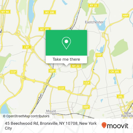 Mapa de 45 Beechwood Rd, Bronxville, NY 10708