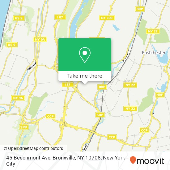 Mapa de 45 Beechmont Ave, Bronxville, NY 10708