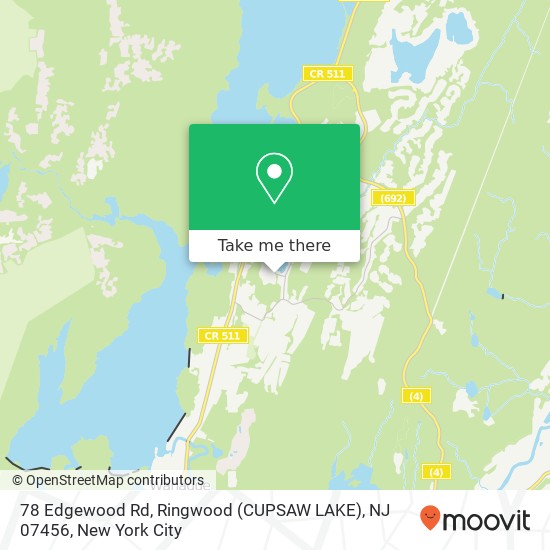 Mapa de 78 Edgewood Rd, Ringwood (CUPSAW LAKE), NJ 07456