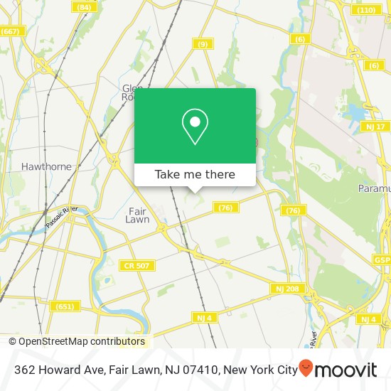 Mapa de 362 Howard Ave, Fair Lawn, NJ 07410