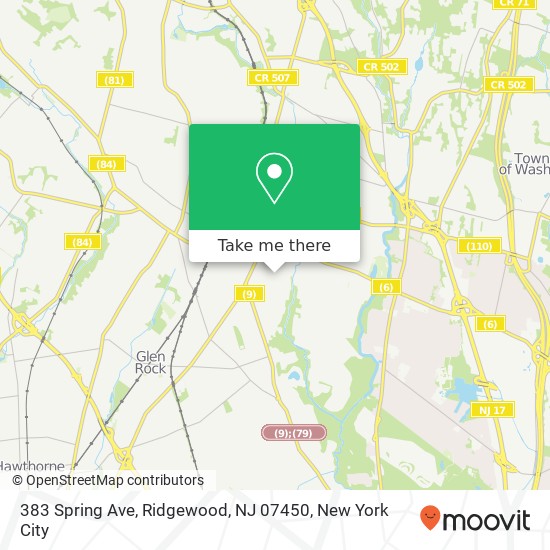 Mapa de 383 Spring Ave, Ridgewood, NJ 07450