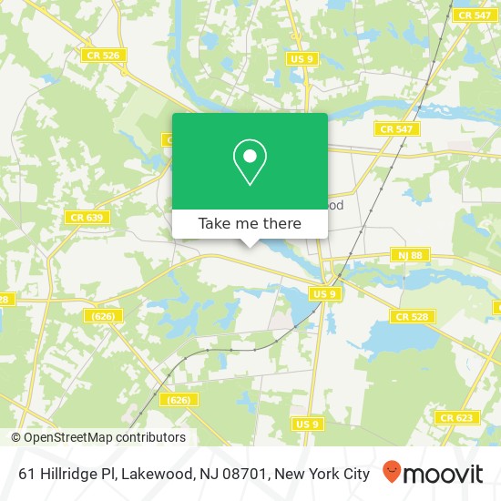 Mapa de 61 Hillridge Pl, Lakewood, NJ 08701