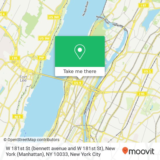 W 181st St (bennett avenue and W 181st St), New York (Manhattan), NY 10033 map