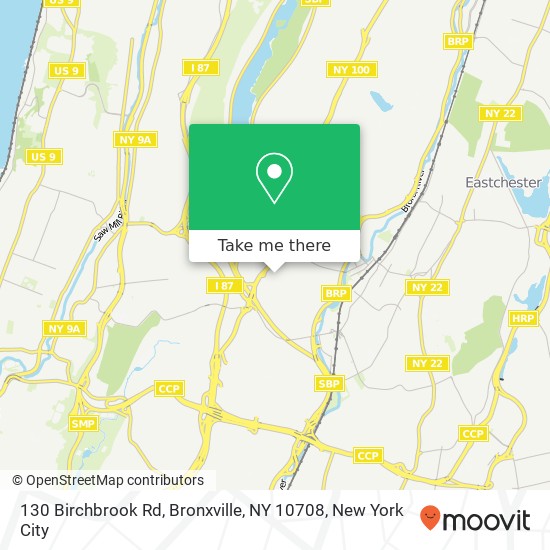 Mapa de 130 Birchbrook Rd, Bronxville, NY 10708