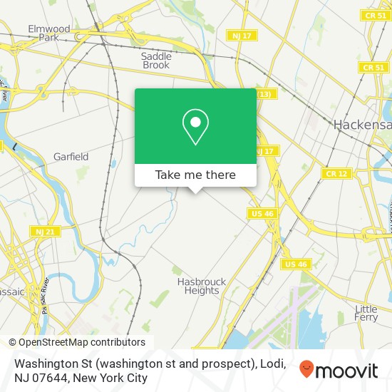 Washington St (washington st and prospect), Lodi, NJ 07644 map