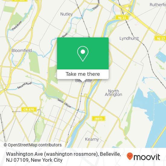 Mapa de Washington Ave (washington rossmore), Belleville, NJ 07109