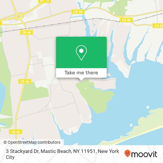 Mapa de 3 Stackyard Dr, Mastic Beach, NY 11951
