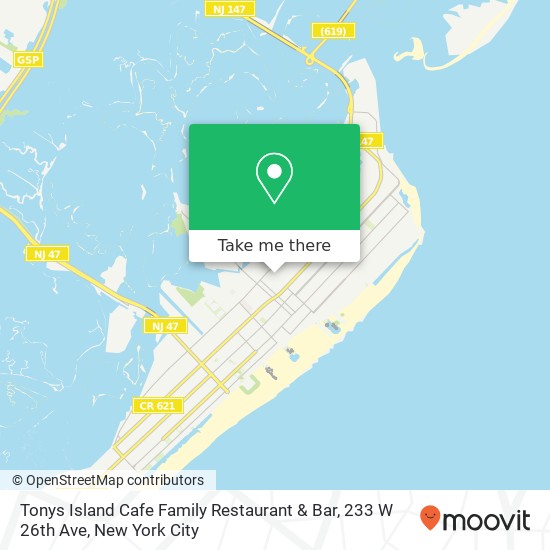 Mapa de Tonys Island Cafe Family Restaurant & Bar, 233 W 26th Ave