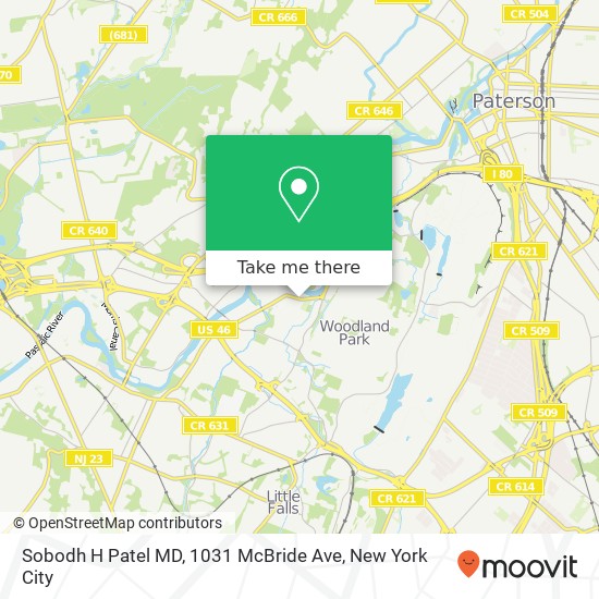 Mapa de Sobodh H Patel MD, 1031 McBride Ave