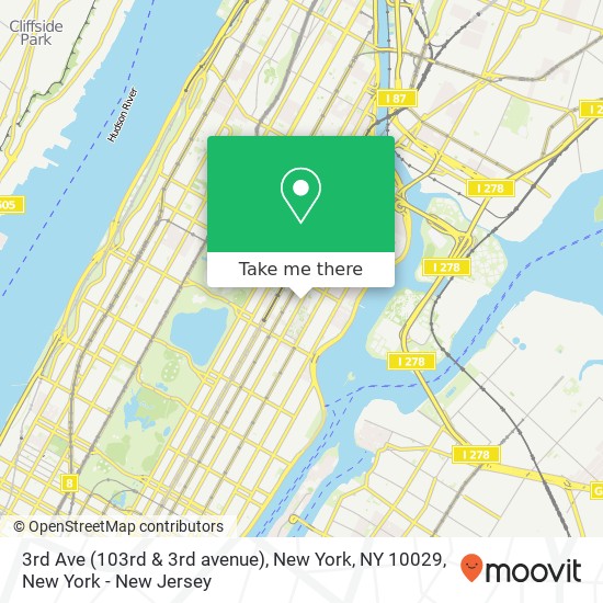 Mapa de 3rd Ave (103rd & 3rd avenue), New York, NY 10029