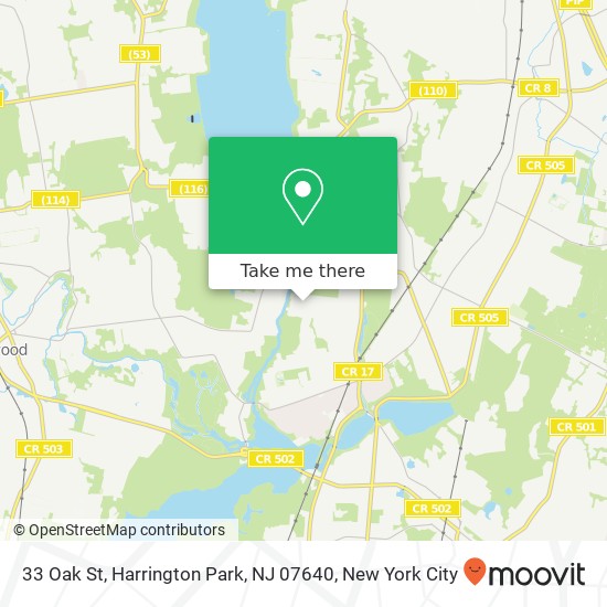 Mapa de 33 Oak St, Harrington Park, NJ 07640