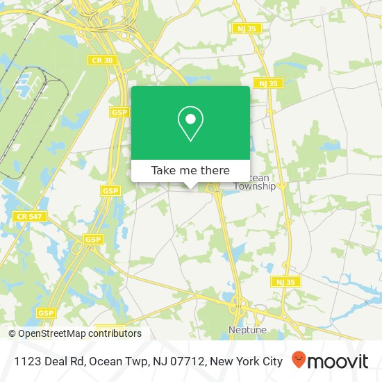 Mapa de 1123 Deal Rd, Ocean Twp, NJ 07712