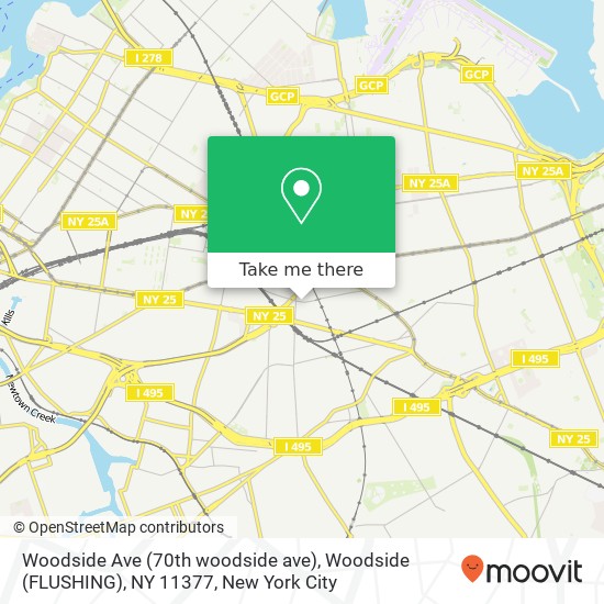 Mapa de Woodside Ave (70th woodside ave), Woodside (FLUSHING), NY 11377